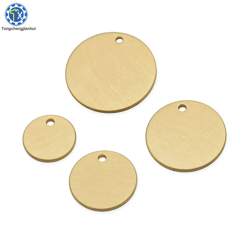 Metal Stamping Laser Cutting Mirror Polished Labels Stainless Steel Aluminum brass Engraved Round Blank Charm Tag dog tag