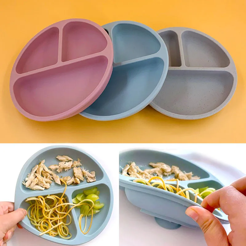 Child Tableware Set Baby Feeding Dish Suction Tableware Plate Bowl Silicone Baby Plate Bowl Spoon