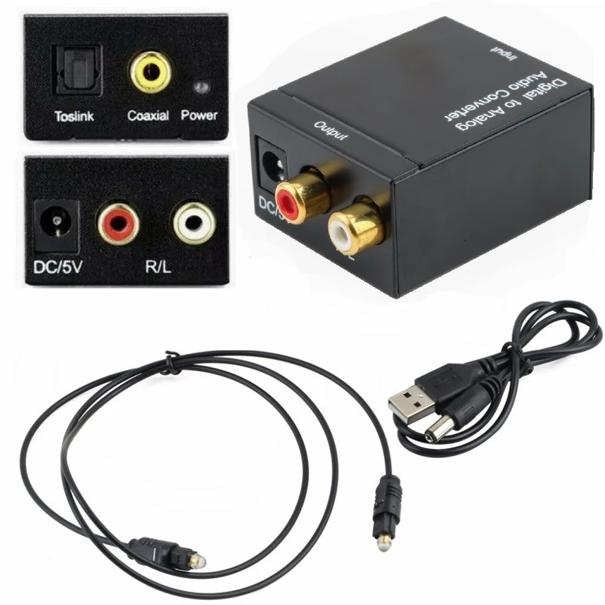3.5mm Jack Optical Coaxial Digital to Analog Audio Converter DAC SPDIF Toslink Stereo L/R