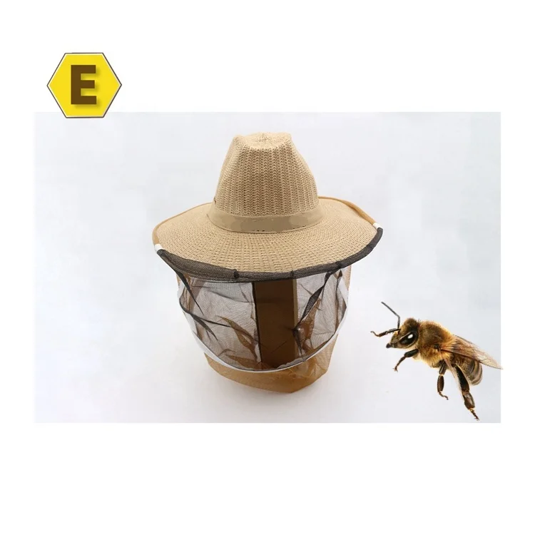 Cowboy bee hat with buckle with fine mesh veil vented head protector hat