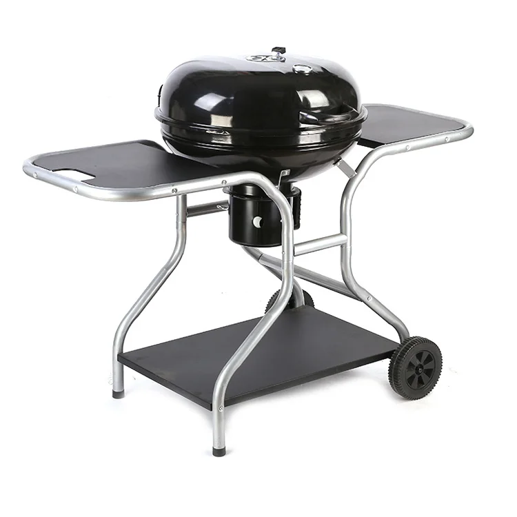 Camping Trolley Barbecue Grill Outdoor Heavy Duty Charcoal BBQ Grill with Trolley
