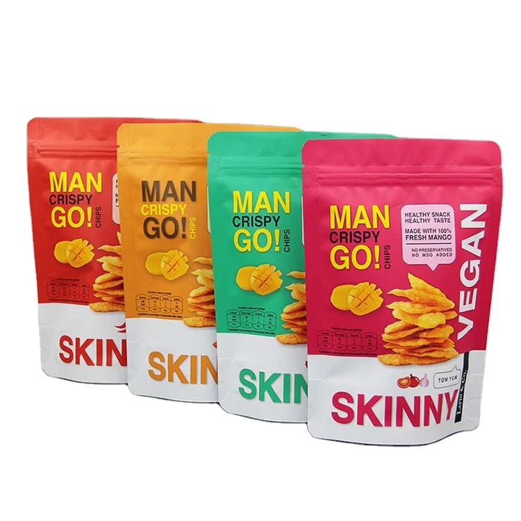 Custom Printed Resealable Zipper Plastic Aluminum Foil Empty Chips Pouch Plantain Potato Chips Packaging Mylar Bags