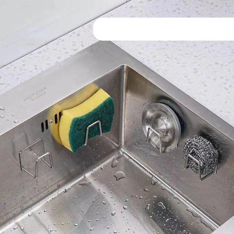 CL110 Kitchen Sponge Rack 304 Stainless Steel Punch-free Paste Sink Drain Rack Wall-mounted Sponge Storage Sink Rack