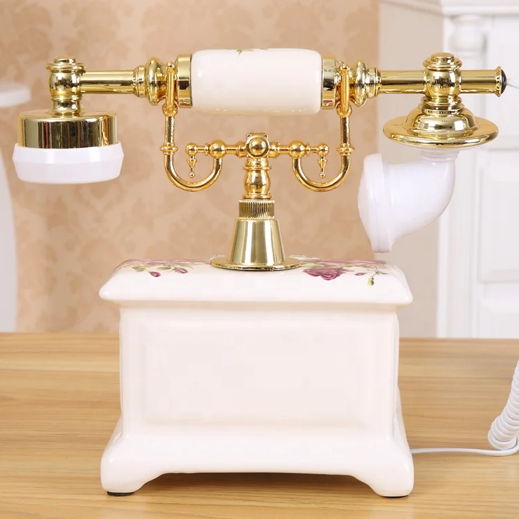 Table Decoration European Royal Luxury High Quality Antique Phone With Screen Wire Rotary Telephone
