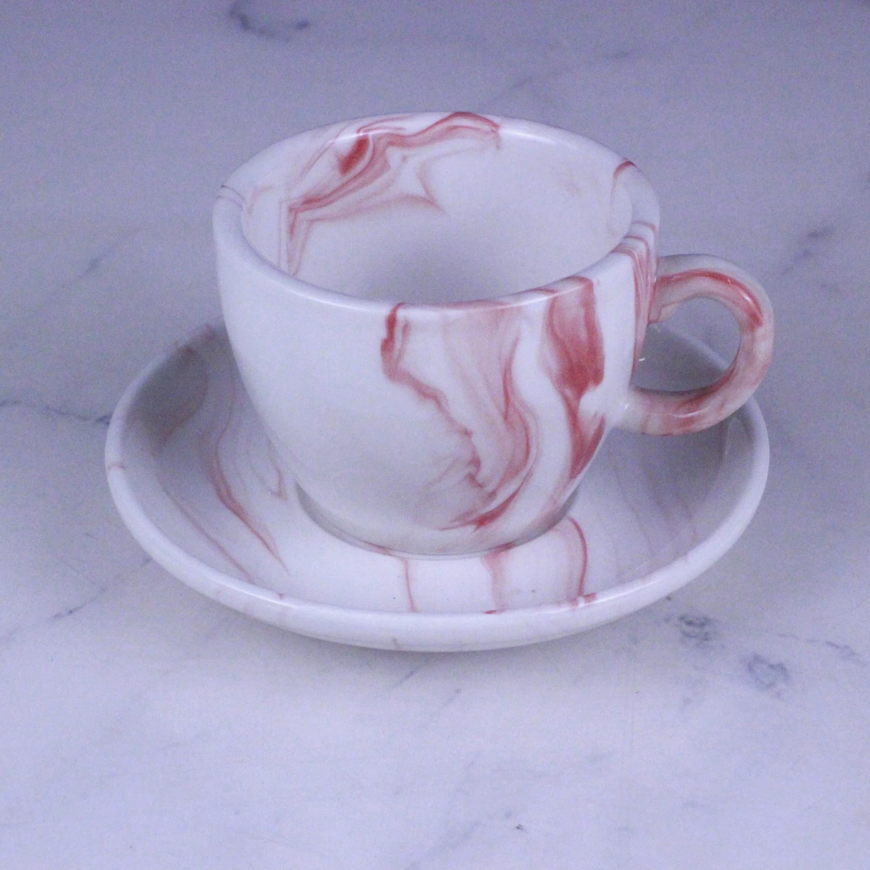 Simple Custom Marble Colors Cappuccino Ceramic Espresso Coffee Cup and Saucer Sets for Restaurant