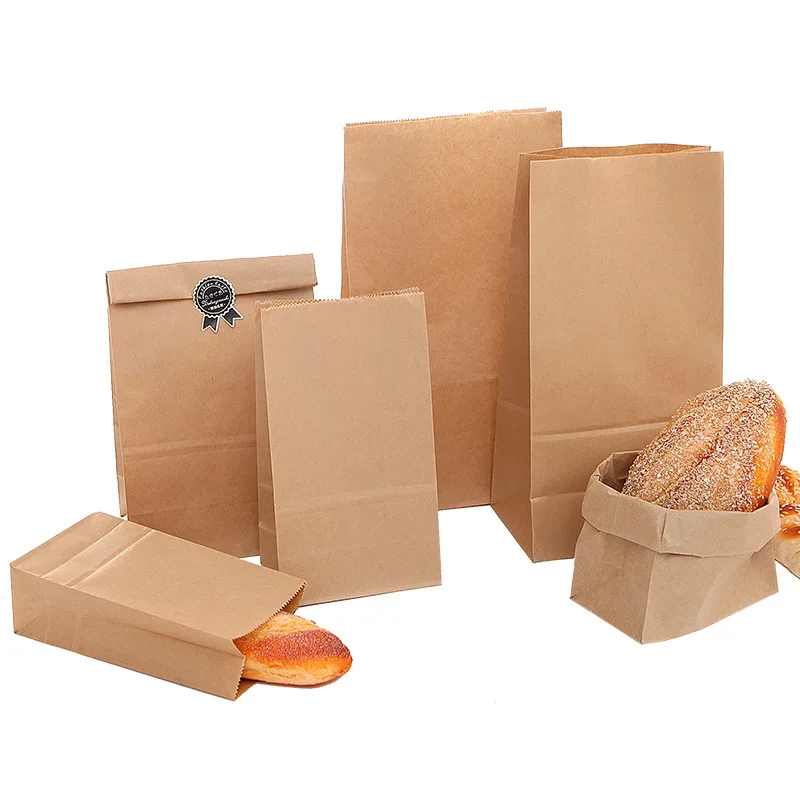 Wholesale Cheap Square Shape Brown Strong Paper Bag Kraft Take Away Warm Kraft Paper Food Bags