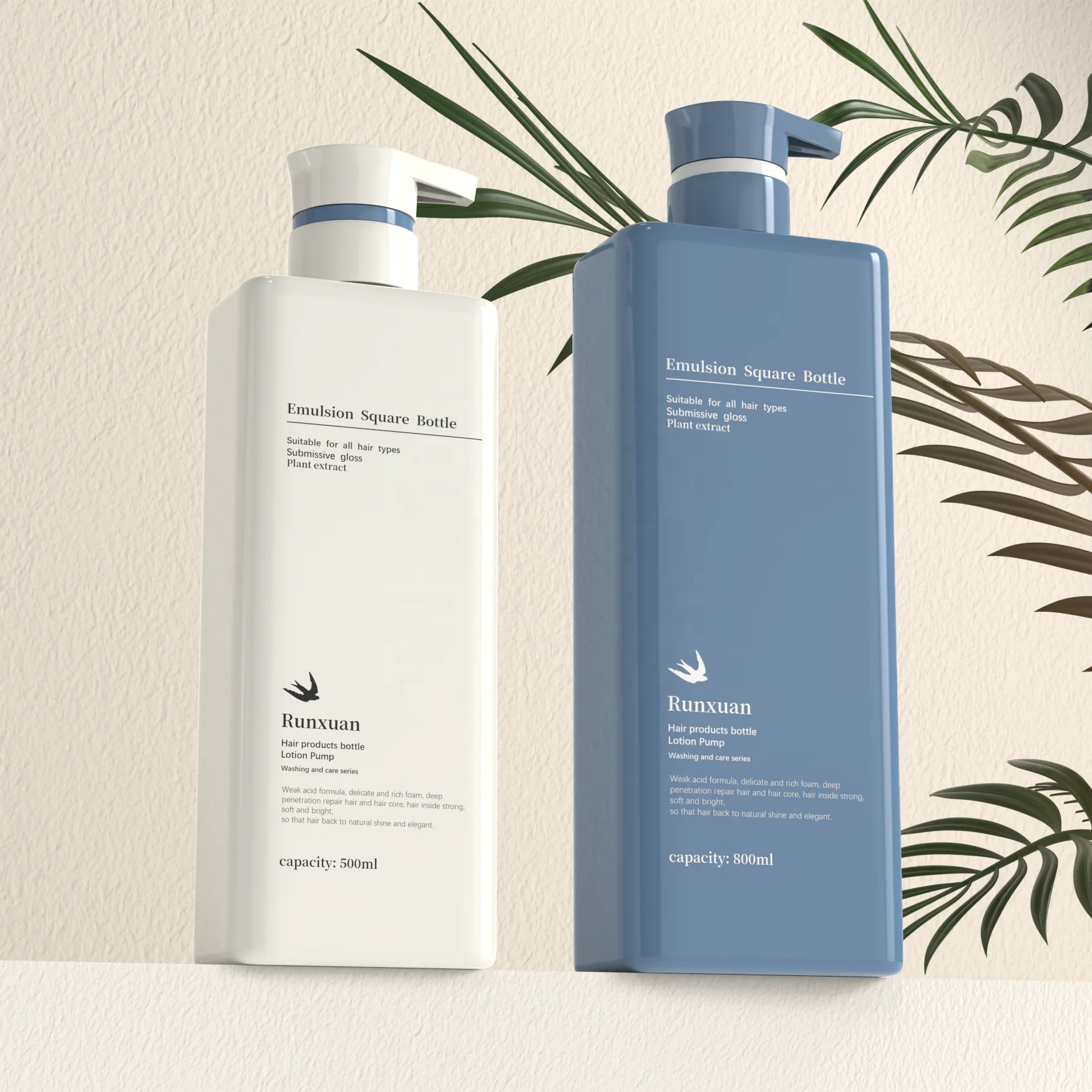 800ml Luxury Cosmetic Packaging 500ml PET Plastic Shampoo Bottle Liquid Hand Wash Body Lotion Frosted Pump Bottles for Skin Care
