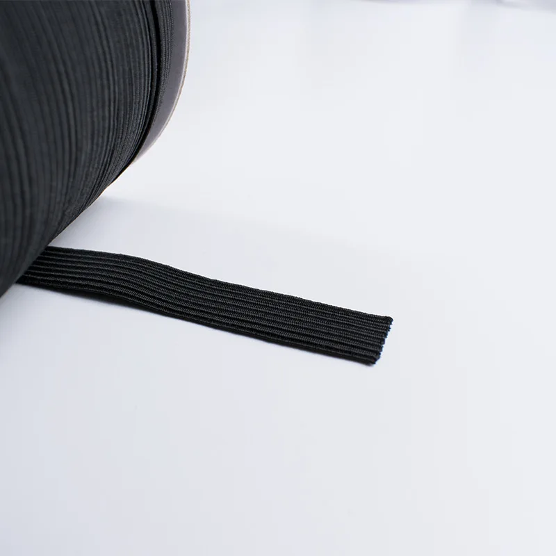 Flat Black And White Knitted Rubber Braided Binding Elastic Band
