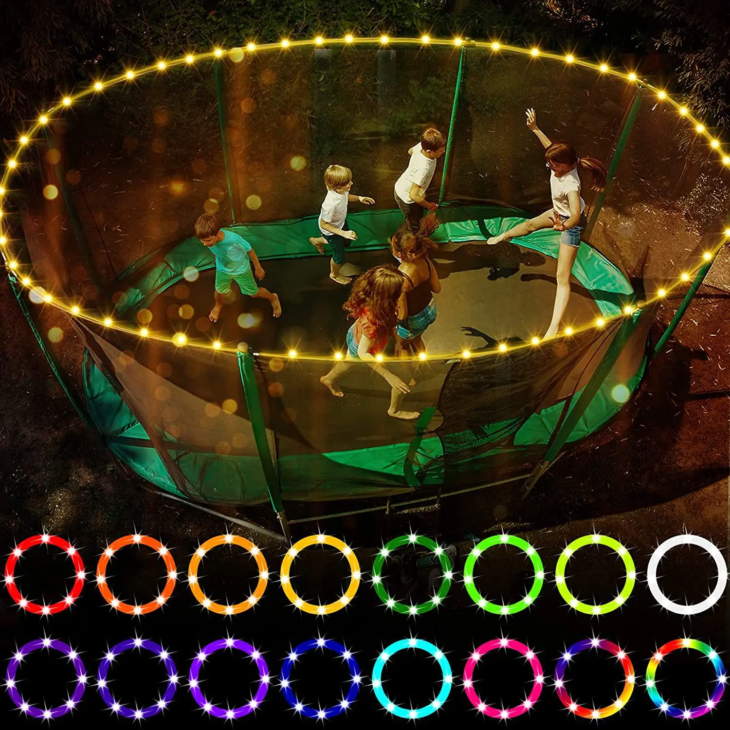 Trampoline Waterproof Flashing Modes 16 Color Changing Trampoline Rim LED Light with Remote Control for Trampoline