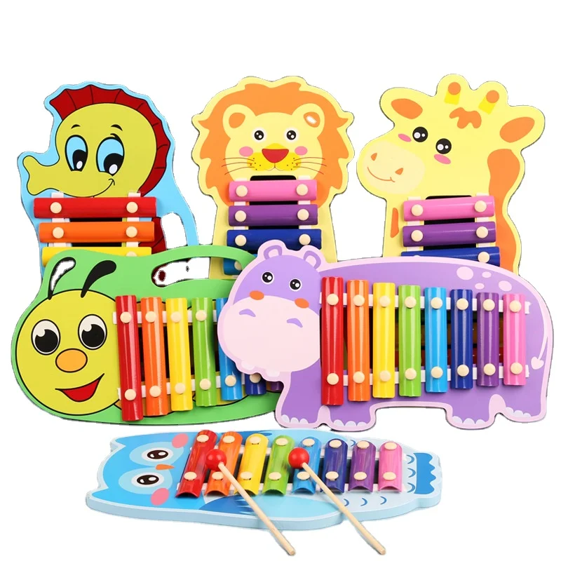 2024 new products wooden Cartoon animal octave toys Montessori Rainbow Musical Instrument Animal Xylophone For Kids Toddler CE