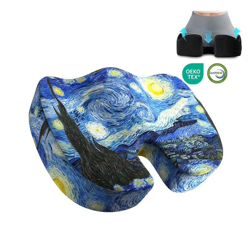 Printed Beautiful Starry Sky Indoor Outdoor Stadium Chair Bench Memory Foam Seat Cushions for Tailbone Pain