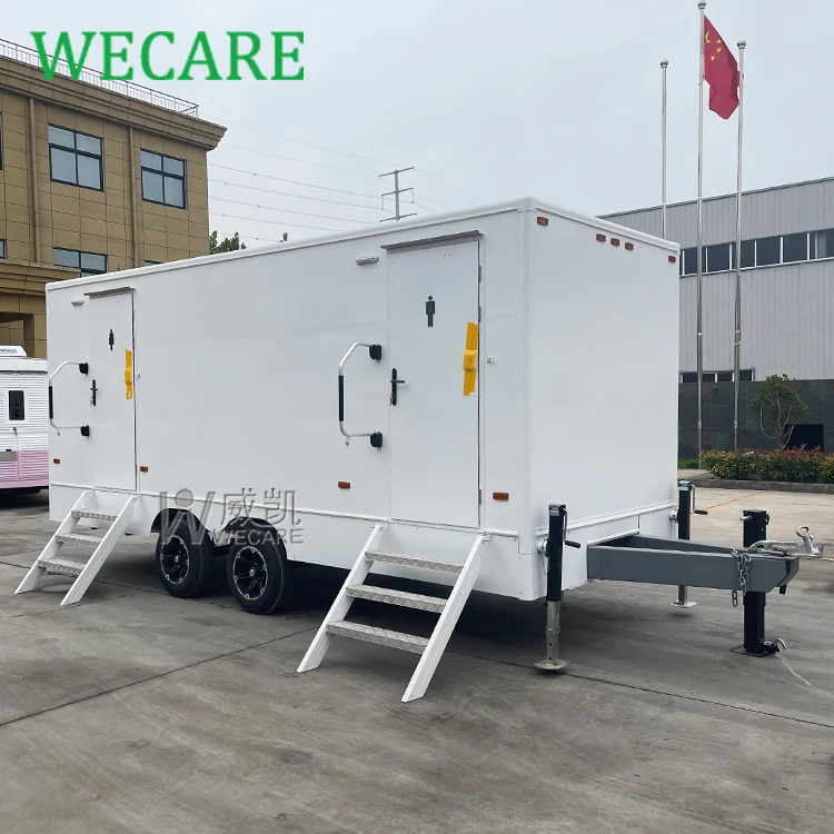 Wecare Stainless Steel Portable Toilet And Shower Room Outdoor Mobile Luxury Restroom Toilet Trailers With Hand Washing Sink