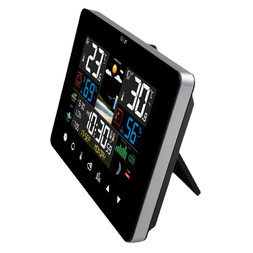 LED Digital Smart Weather Clock Indoor Outdoor Temperature Humidity Forecast Wireless Weather Station