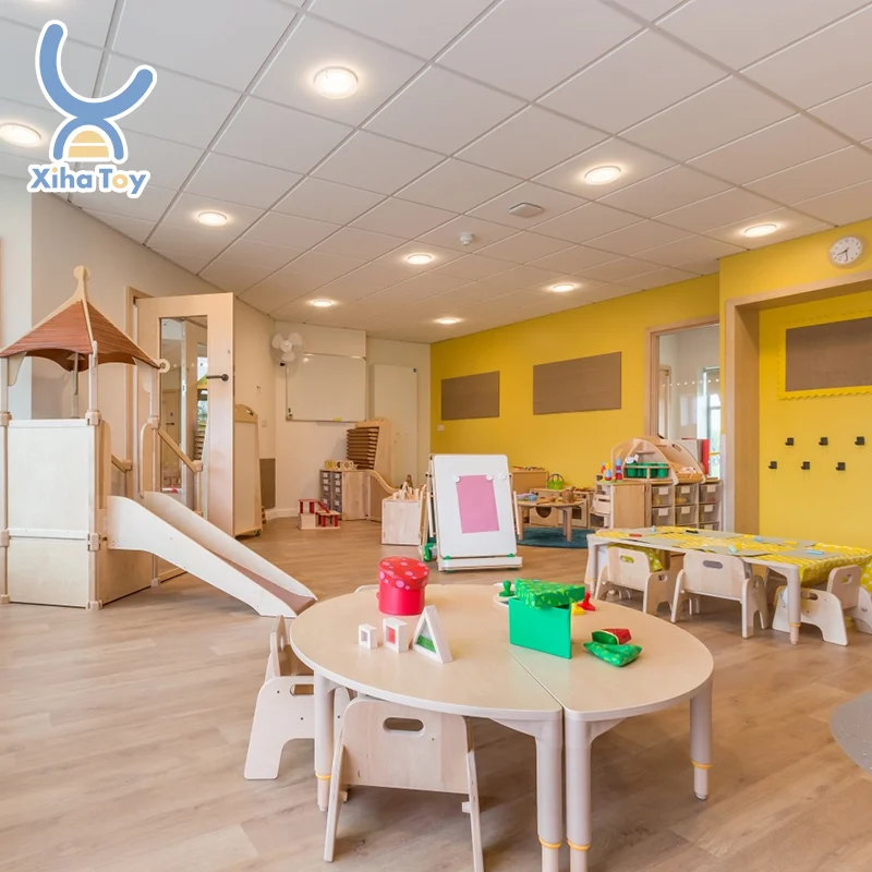 XIHA Montessori мебель для детского сада детский деревянный учебный стол набор стульев Дошкольная
