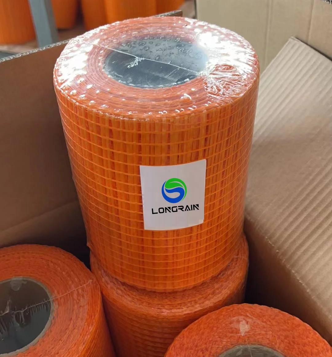 Factory supply 10mm*10mm 20cm*30/35/ 40 meters roll weight 600/650g 700g 750g 800g  Egypt market orange color fiberglass mesh