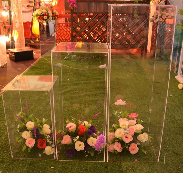 Set Of 3 Centerpieces Crystal Decorative Wedding Acrylic Flower Stand Lucite Plexiglass Wedding Party Centerpieces