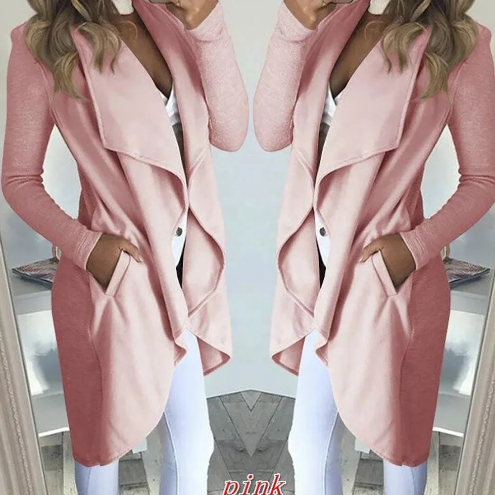 Plus Size Outwear Waterfall Sweater Cardigan Jumper Loose Coats Long Sleeve Jacket for Women