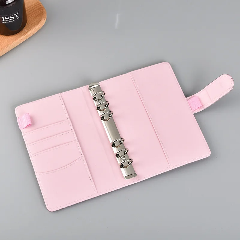 Multi Colors Hot Selling A5 A6 A7 Looseleaf PU Planner Empty Budget Binder Photo card ring Binders Agenda for money envelopes