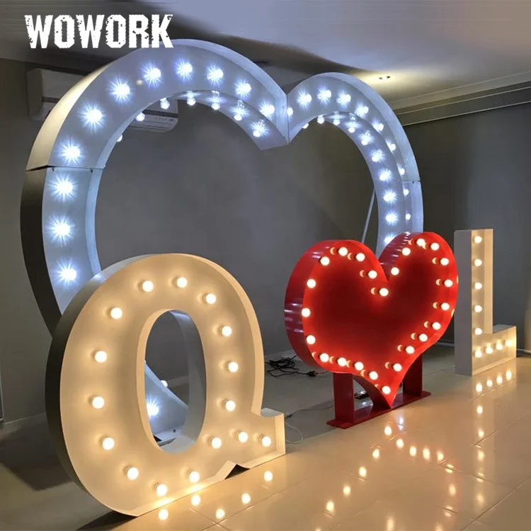 WOWORK 8ft Big RGBW wedding arch of Large heart shape waterproof for outdoor wedding decoration props