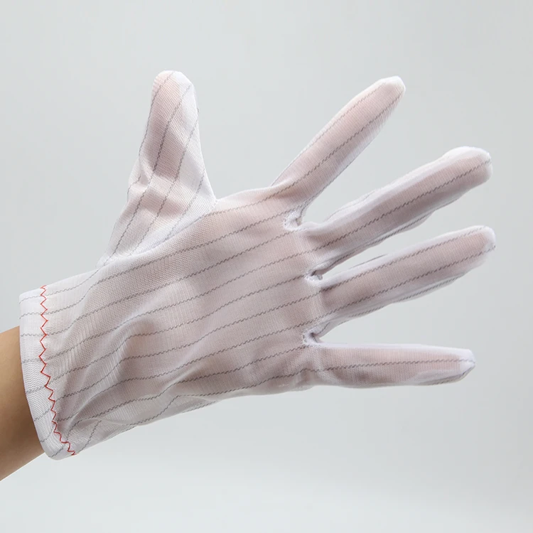 
high quality Clean room ESD Anti-static striped gloves with double-sided 