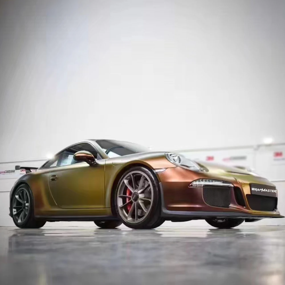 TSAUTOP ROHS Air Bubble Free Easy to Install Chameleon Matte Sunrise Morning Glow Vinyl Car Wrap