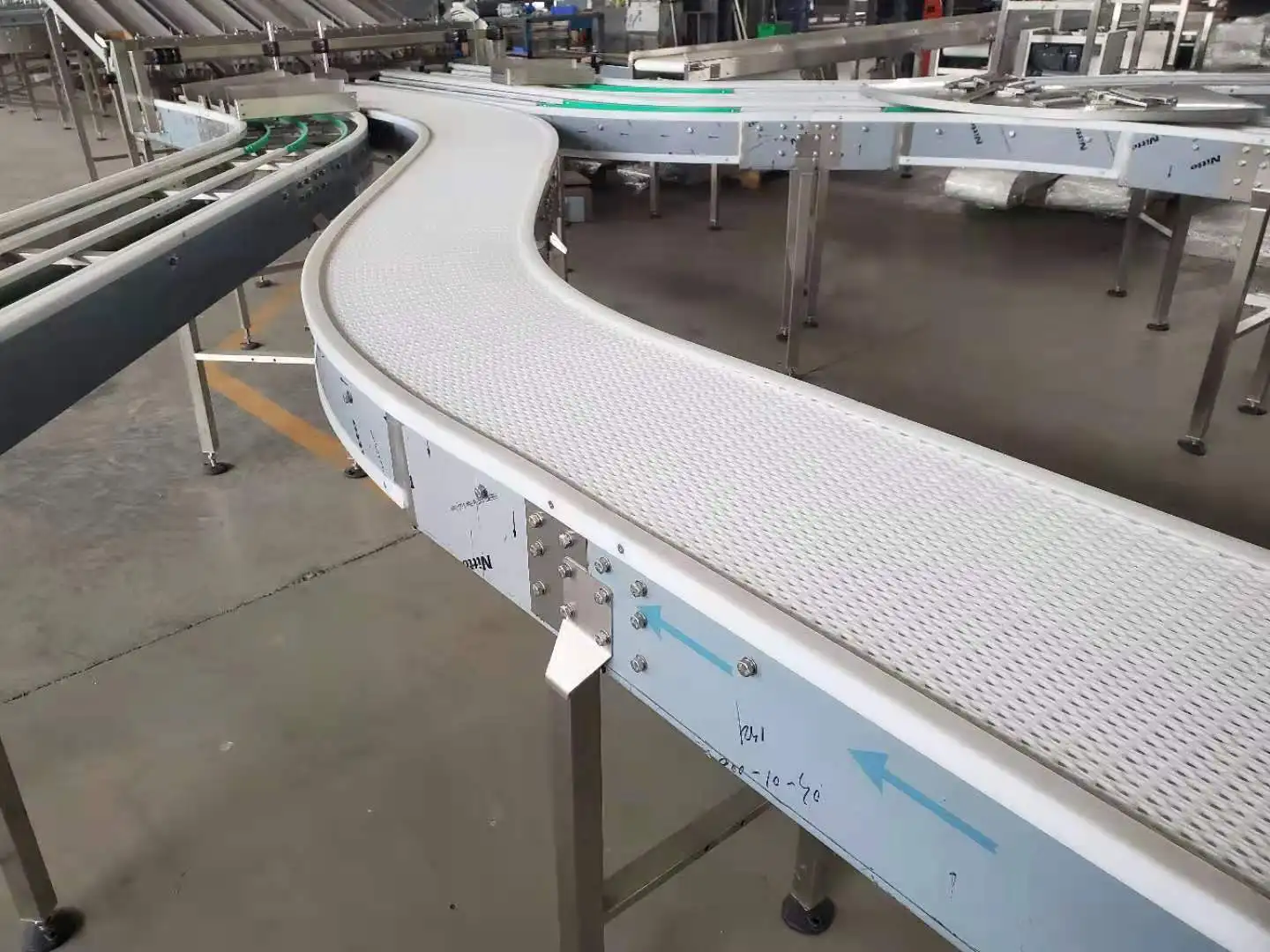 90 degree curve belt conveyor flat belt conveyor