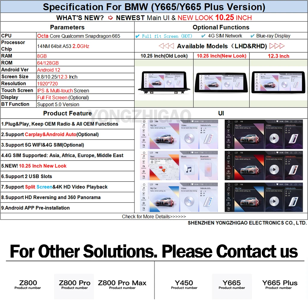 YZG Car Radio Player 4G 1920x720 Carplay GPS Stereo Navigation System Auto Headunit Screen Android for BMW F30 F31 F32 CIC 2013