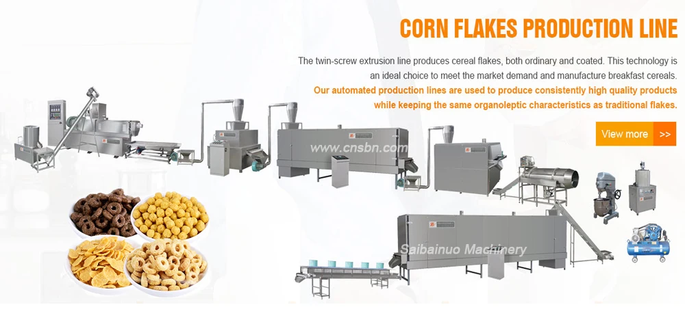 Capacity 180kg/h Automatic Oats Corn Flakes Making Extruder Machine Breakfast Cereals Production Line