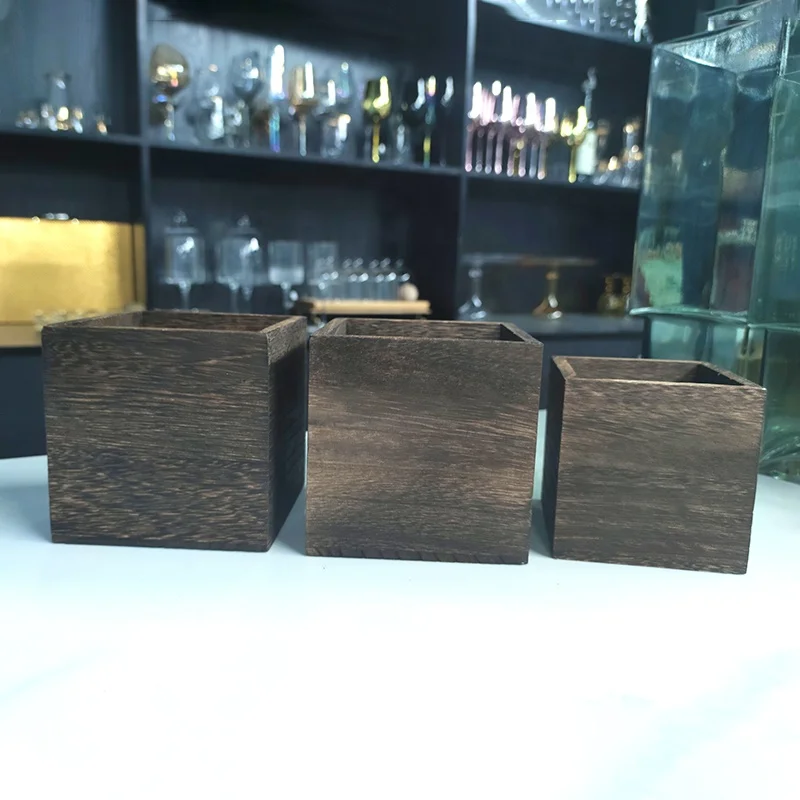 Wholesale Table Glass Vase Wooden Stander for Home Wedding Decoration Crystal Vase