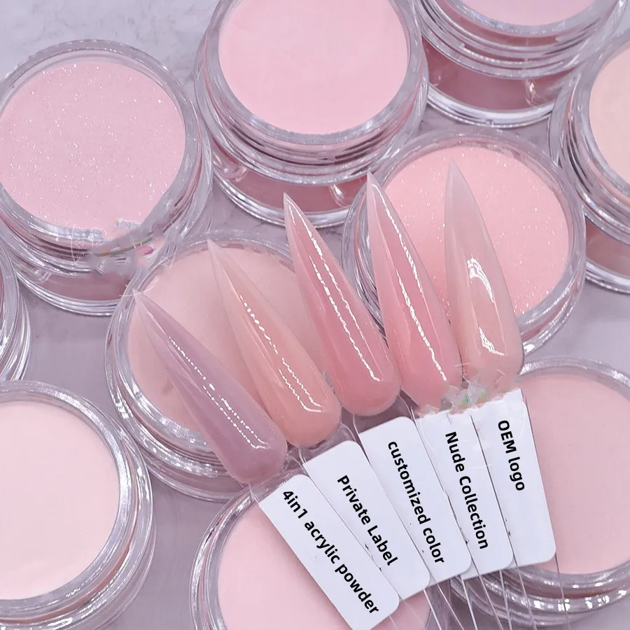 New Wholesale Acrylic Dipping 2 In 1 Powder Bottle Clear Transparent Gold Lids 1oz/2oz Pots Nail Acrylic Powder