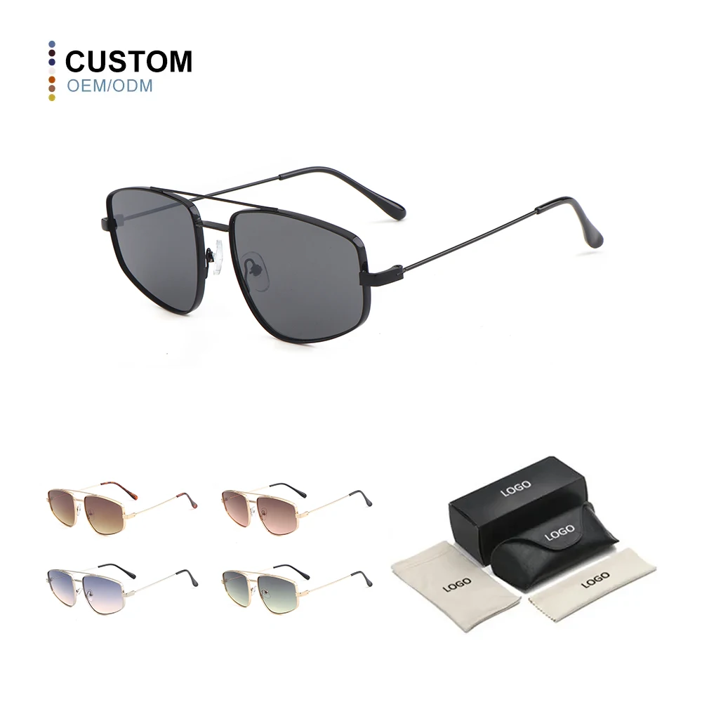 Popular Design Aviation Metal Shades UV Glasses Black Brown Color Unisex Sunglass