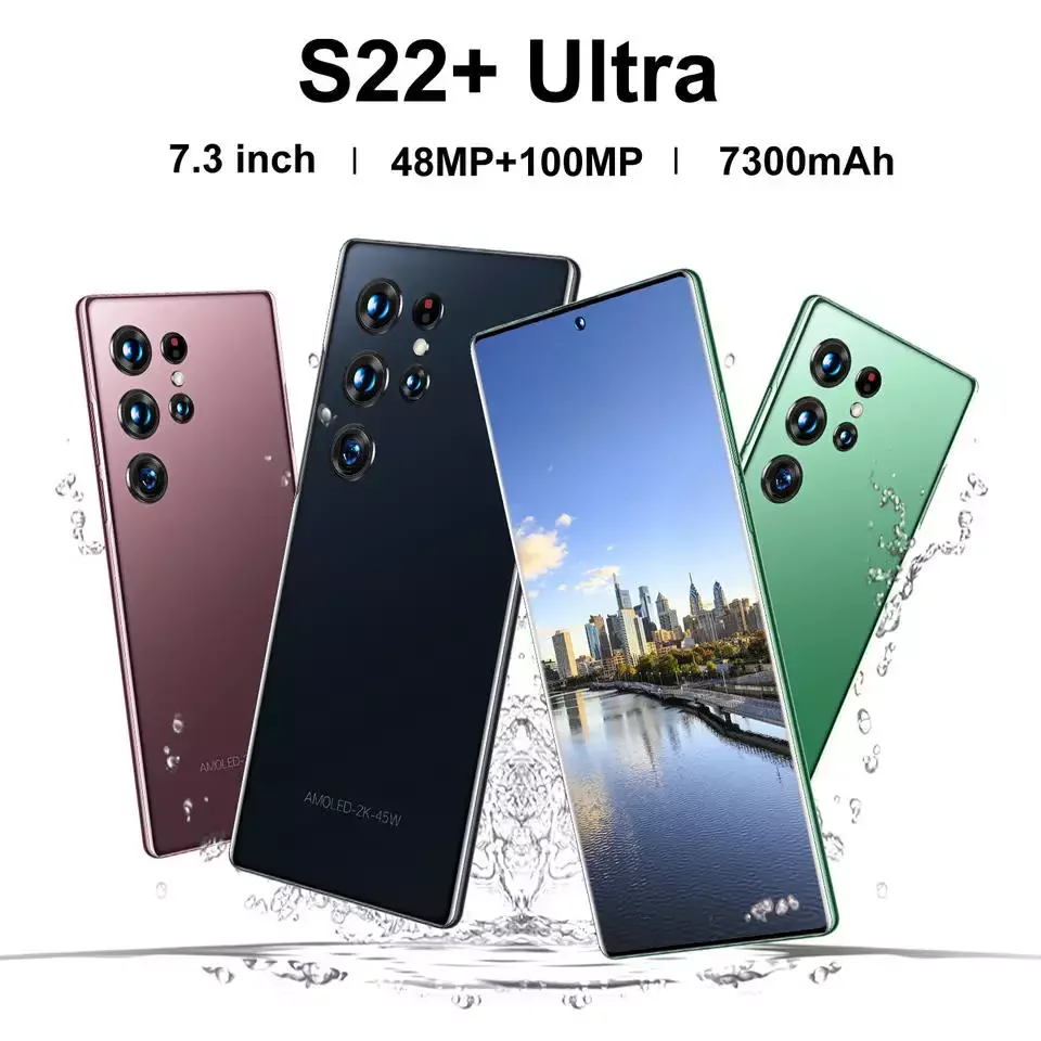 Smartphone S22+ U L Tr A 7.3-inch Water Drop Screen With Stylus Face Id Unlocked Cell Phone Full Netcom Mobile Phones