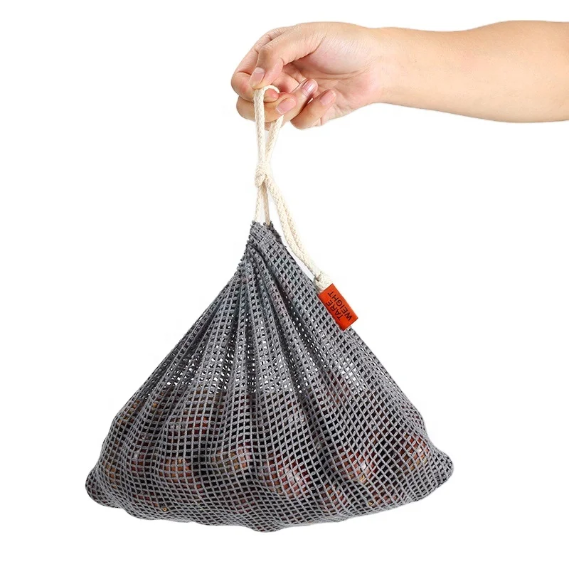 Organic Cotton Mesh Bags Muslin Bags with Drawstring Bonus Reusable Grocery Bag
