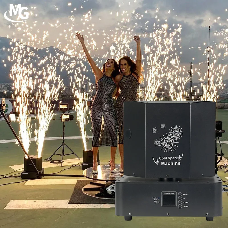 Professional Double Head Spin 360 Spinning Rotating Fireworks Function Machine New Effect Sparkler Machine for Wedding