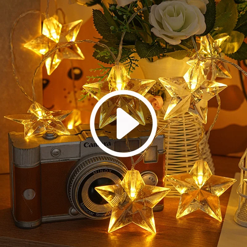 Outdoor Christmas Lights Star Shaped Led String Light Wedding Room Decoration Holiday Light 3m 20led Battery Box