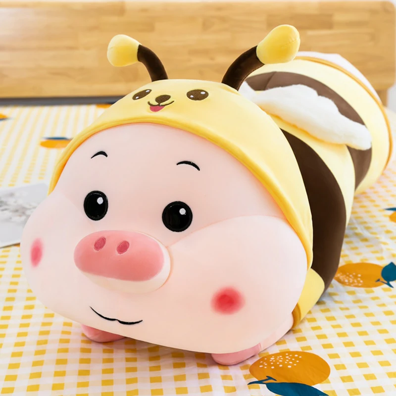 Wholesale custom creative fun plush toy pig with bee cover stuffed pillow