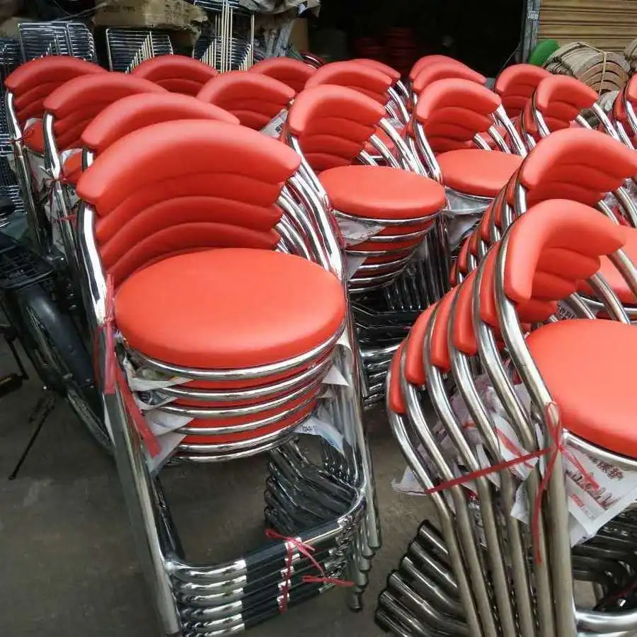 wholesale bar stool high chair de manufactural luxury Leather seat high bar chair bar stool high chair white and gold for