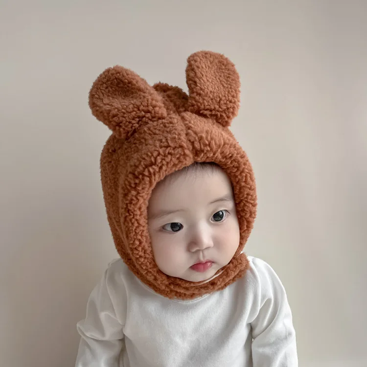 Cute Design Newborn Photography Props Sherpa Rabbit Ears Bunny Baby Winter Hats Faux Cashmere Hat for Baby Boy Girl