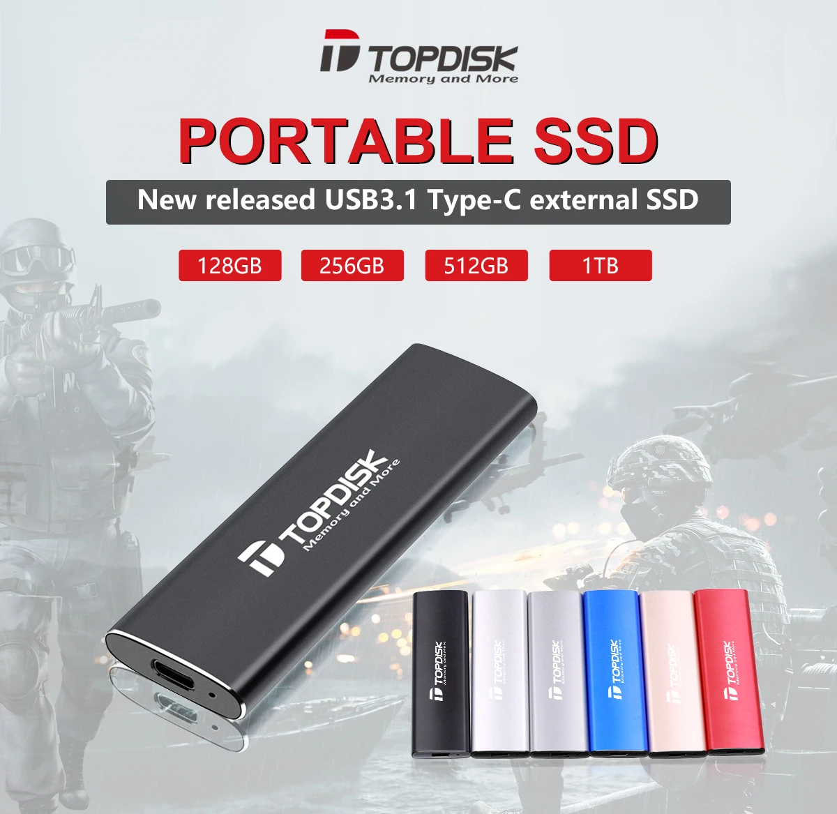Topdisk PM30C New Type-C Factory Hard Drive Solid State Drive External Portable SSD 1TB 2TB