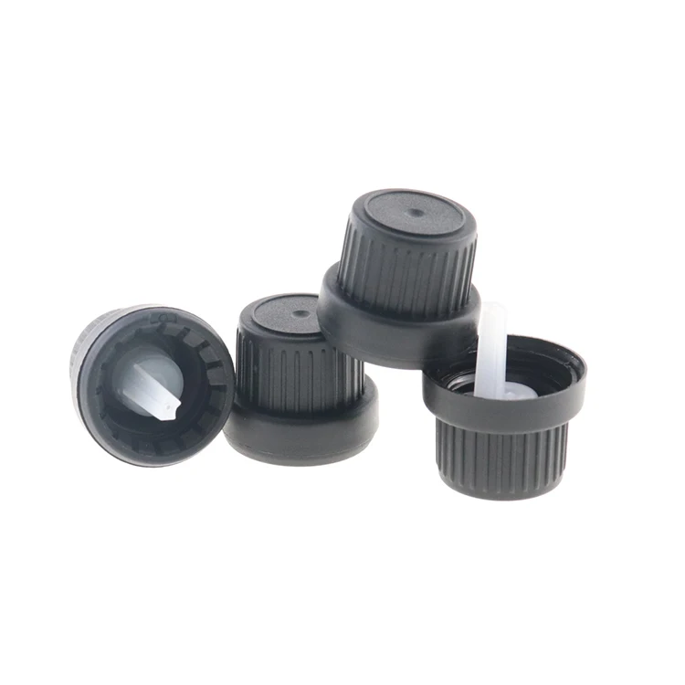 Tamper evident plastic child black resistant dropper cap 18mm with plastic dropper stopper