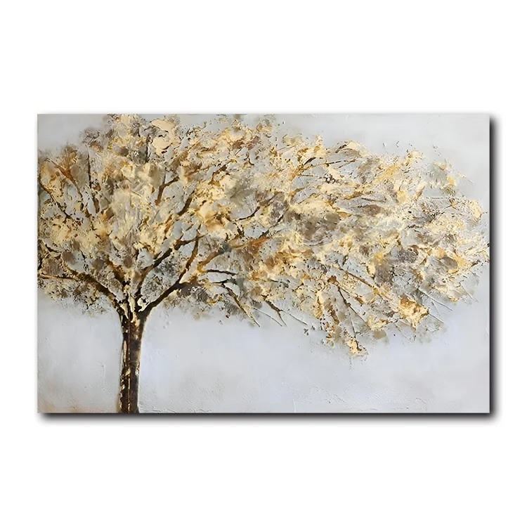 High Quality Golden Tree Oil Painting 100% Hand Painted Oil Painting Artwork Landscape Acrylic Painting Home Decor