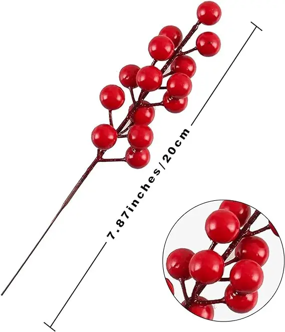 GM Artificial Red Berry Stems for Christmas Tree Decorations  Red Berry Branches DIY Xmas Wreath  Home Decor