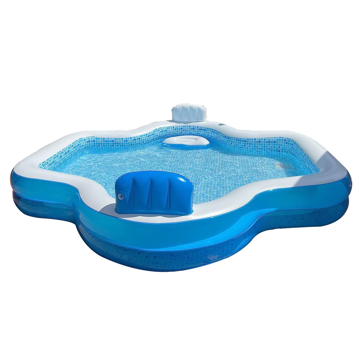 Синий Элегантный бассейн для семьи с 2-мя местами надувной бассейн для плавания на открытом воздухе для ребенка надземный бассейн Детская водная вечеринка