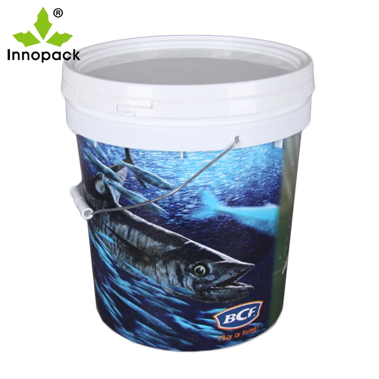 10L 12L 15L In Mould Labeling Printed Utilty Bucket with Snap-on Lid
