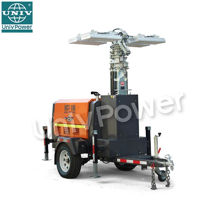 Diesel Power Generator Light Tower Hydraulic Heavy Duty Mast with 360 Degree Rotation Led Light Tower