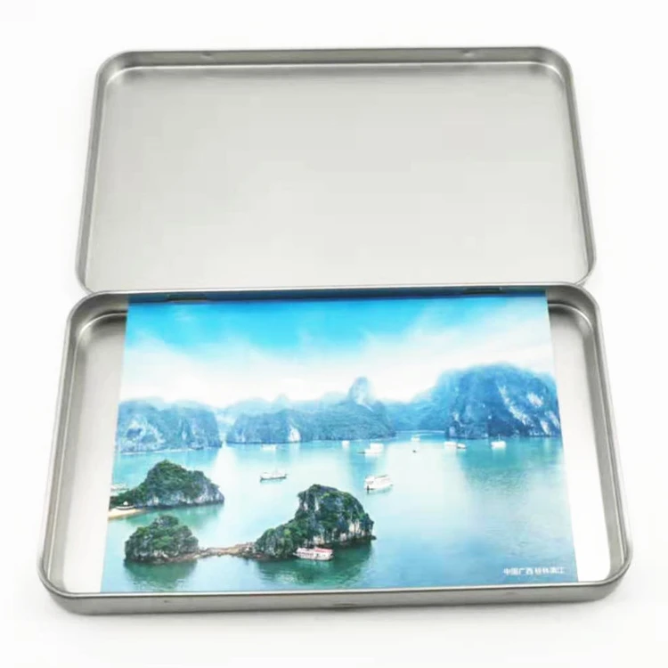 Tin Box/case Large Thin Hinged Lid Metal 177*107*15mm Tin Box Shaped 0.23mm Tinplate, Food Grade Lacquer Inside 50 Pcs Tin Case