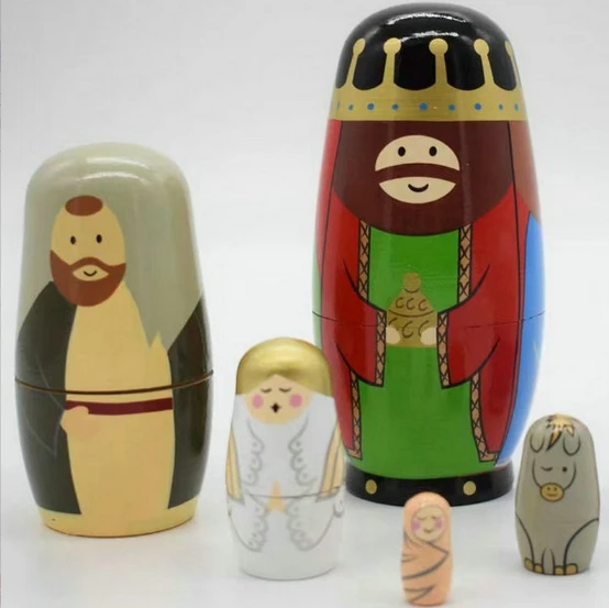 wooden crafts Russian Doll Middle Eastern King baby happy family nesting dolls handmade wood matryoshka doll for decoration