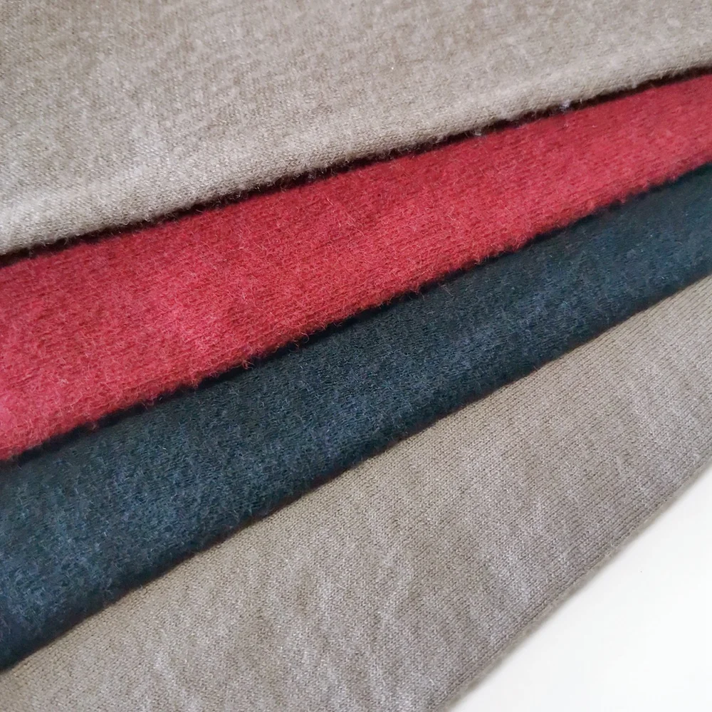 Luxury raw material 100%  pure Cashmere jersey fleece fabric knitting textile fabric for clothing home textile