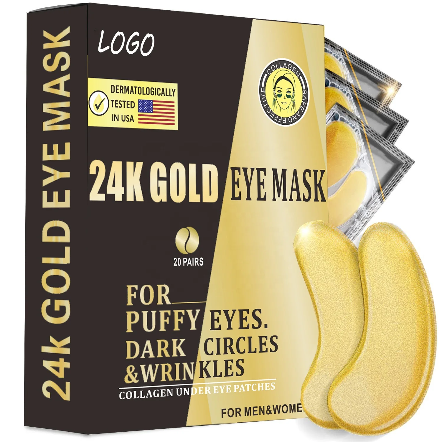 Oem Private Label 24k Under Eye Mask Crystal Gel 24k Gold Hydrogel Collagen 20PCS Dark Circle Eye Patches