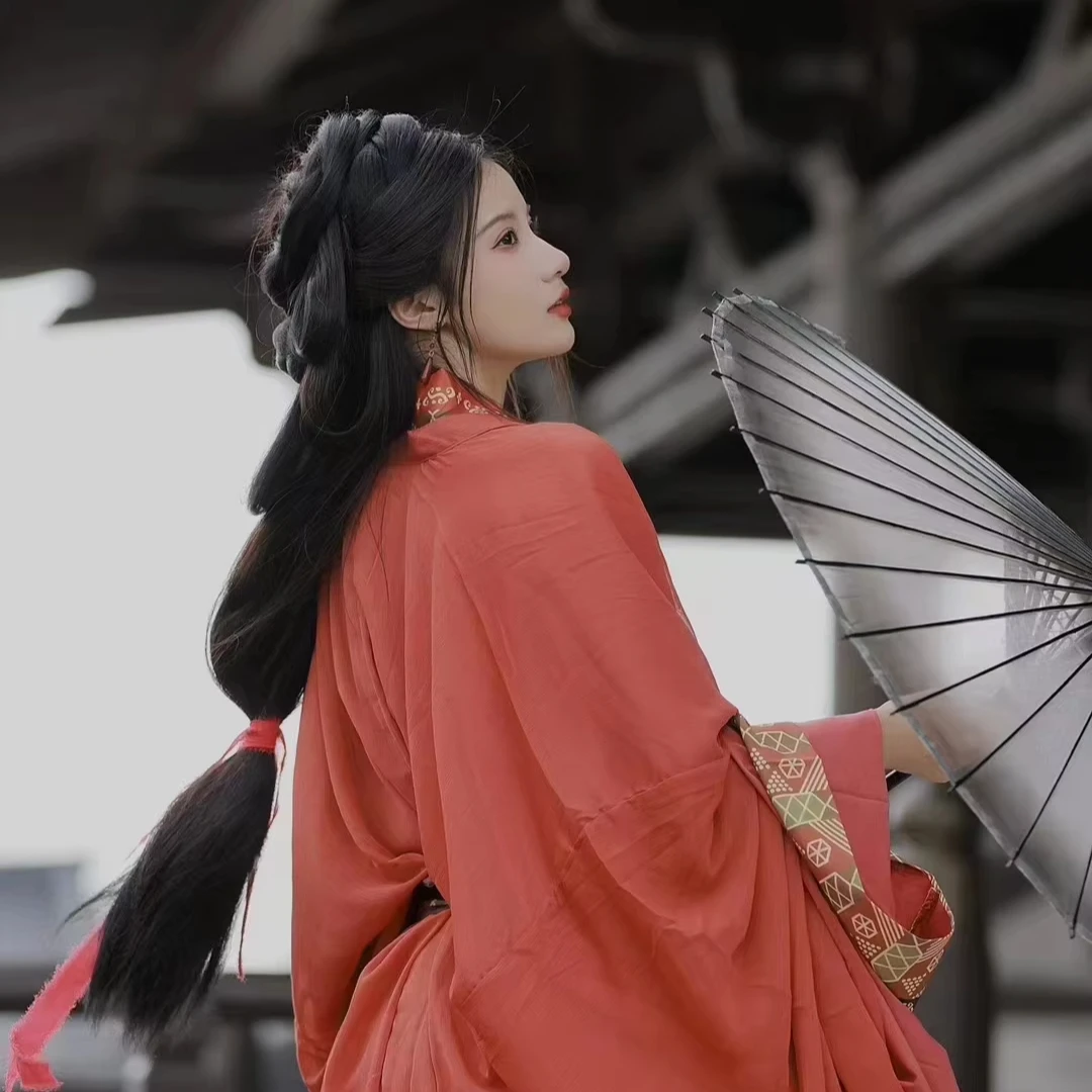 Traditional Chinese clothing  Red Set Warring States Robe Hanfu Women National Costume Clothing